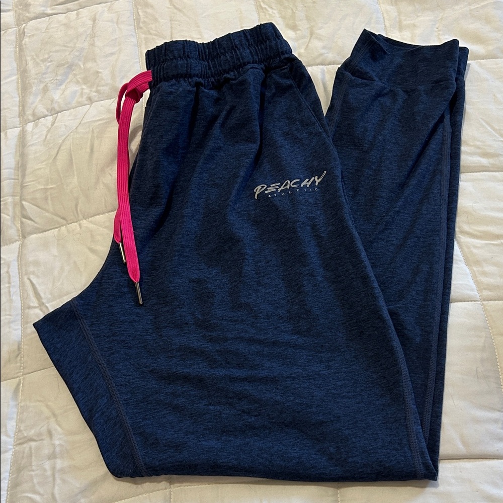 Navy Joggers with Pink Drawstring